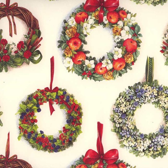 Christmas Wreaths Holiday Print Paper ~ Tassotti Italy